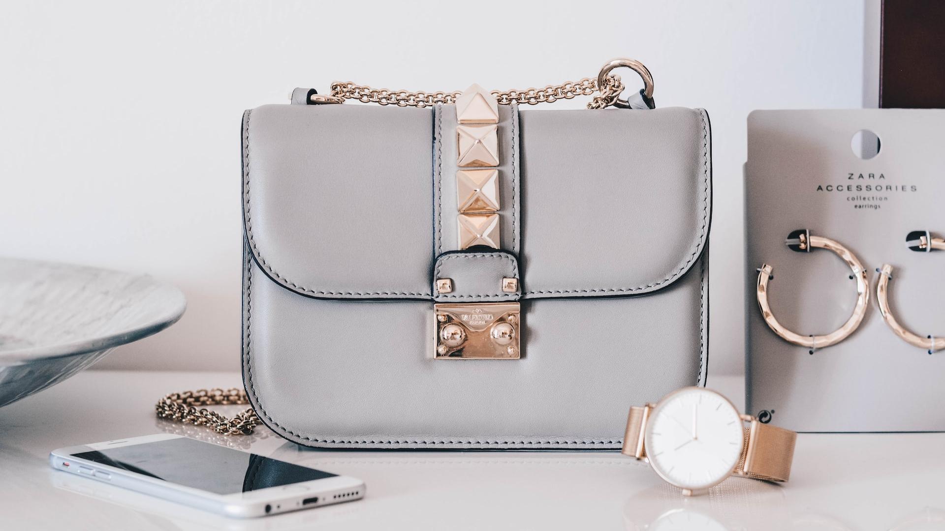 grey leather crossbody bag