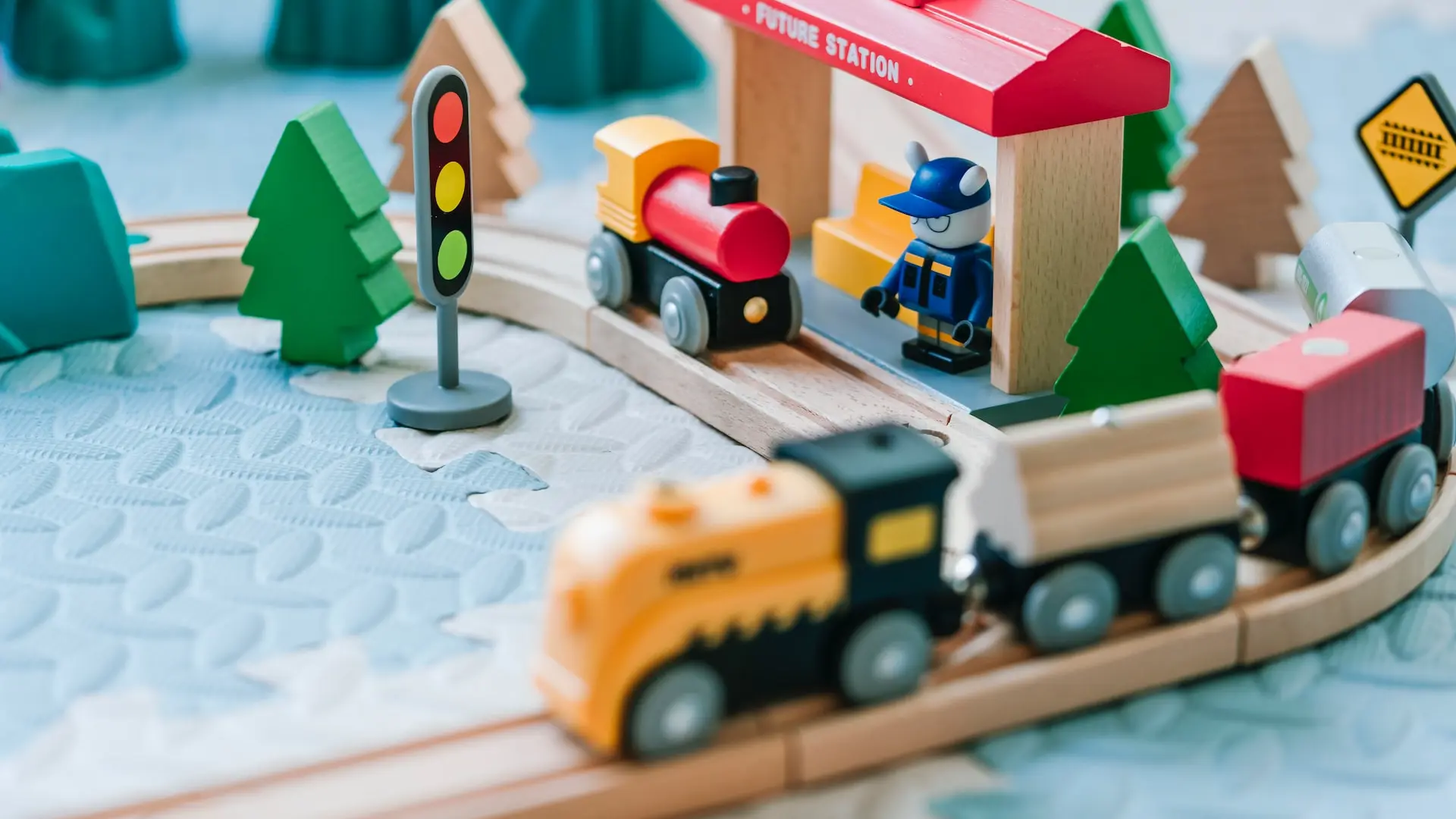 wooden train set